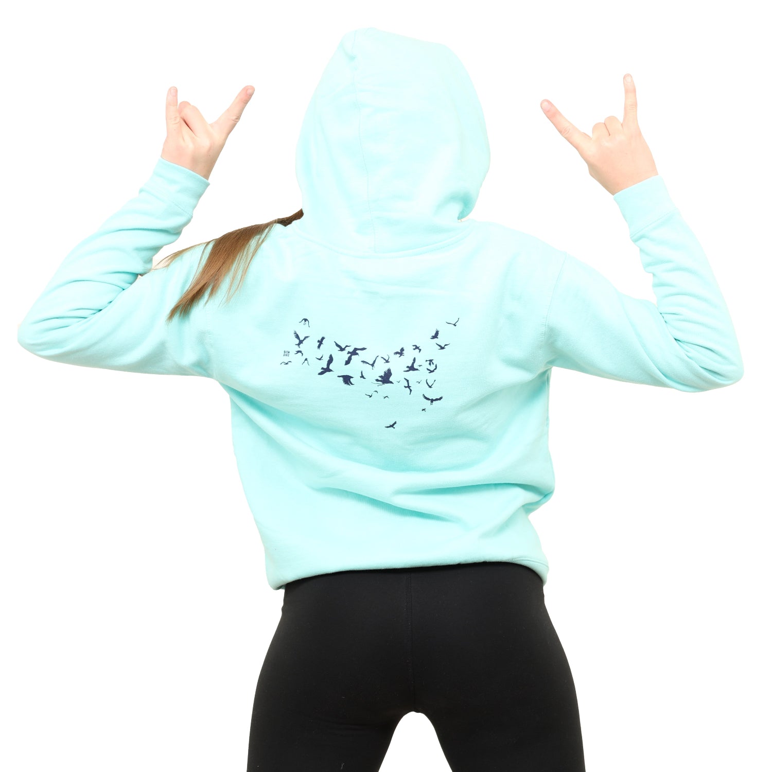 girl wearing hoodie with back turned