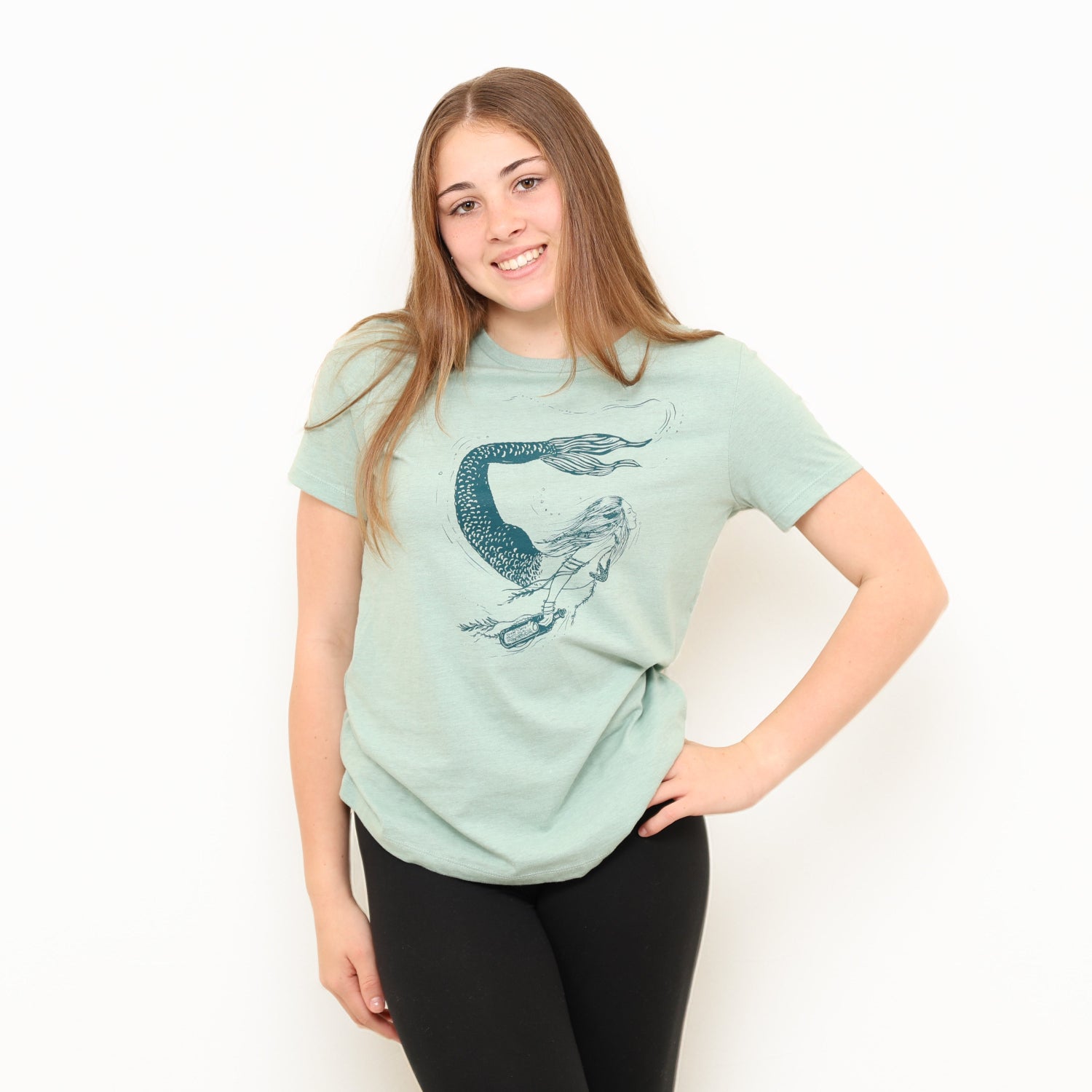 Slow loris shirt on a girl with white backdrop