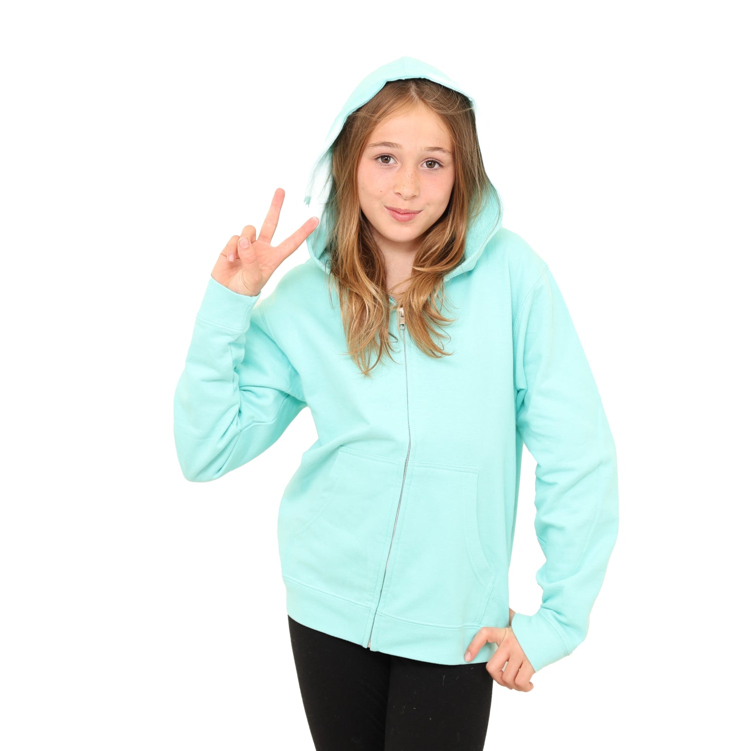 Girl holding up a peace sign