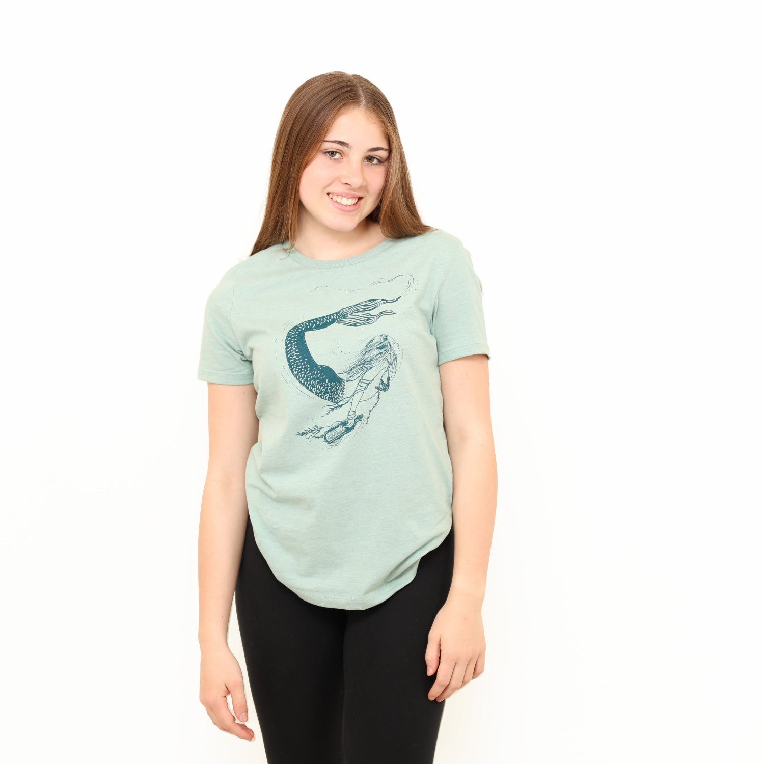 girl wearing Slow Loris mermaid shirt