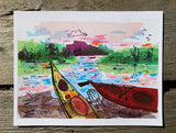 Kayaks on the Beach Art Print