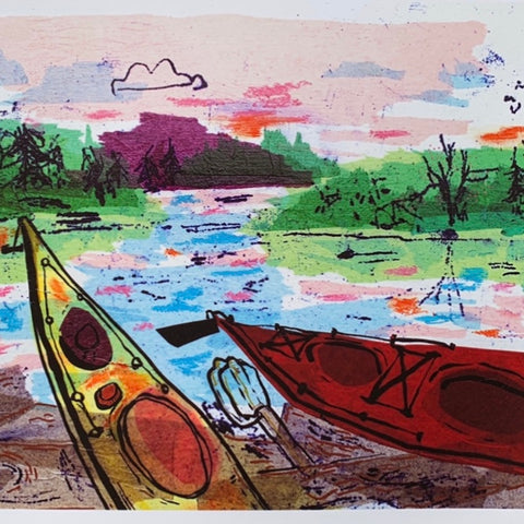 Kayaks on the Beach Art Print