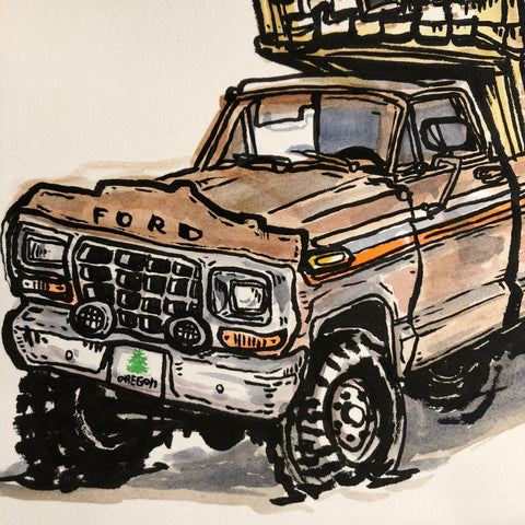 Original Painting, Ford Truck camper
