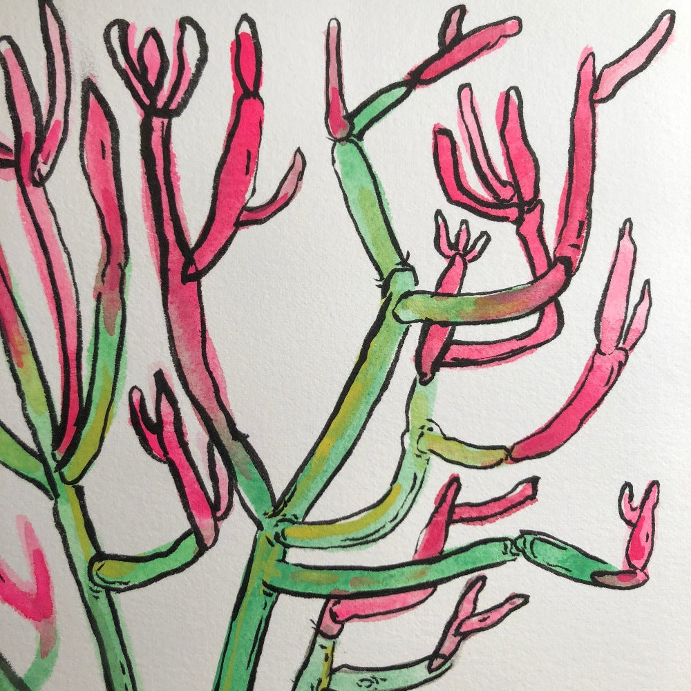 watercolor pencil cactus Original Painting, Pencil Cactus