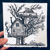 Original Painting, treehouse and a lookout