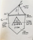 A Frame House wall art pennant concept sketch.