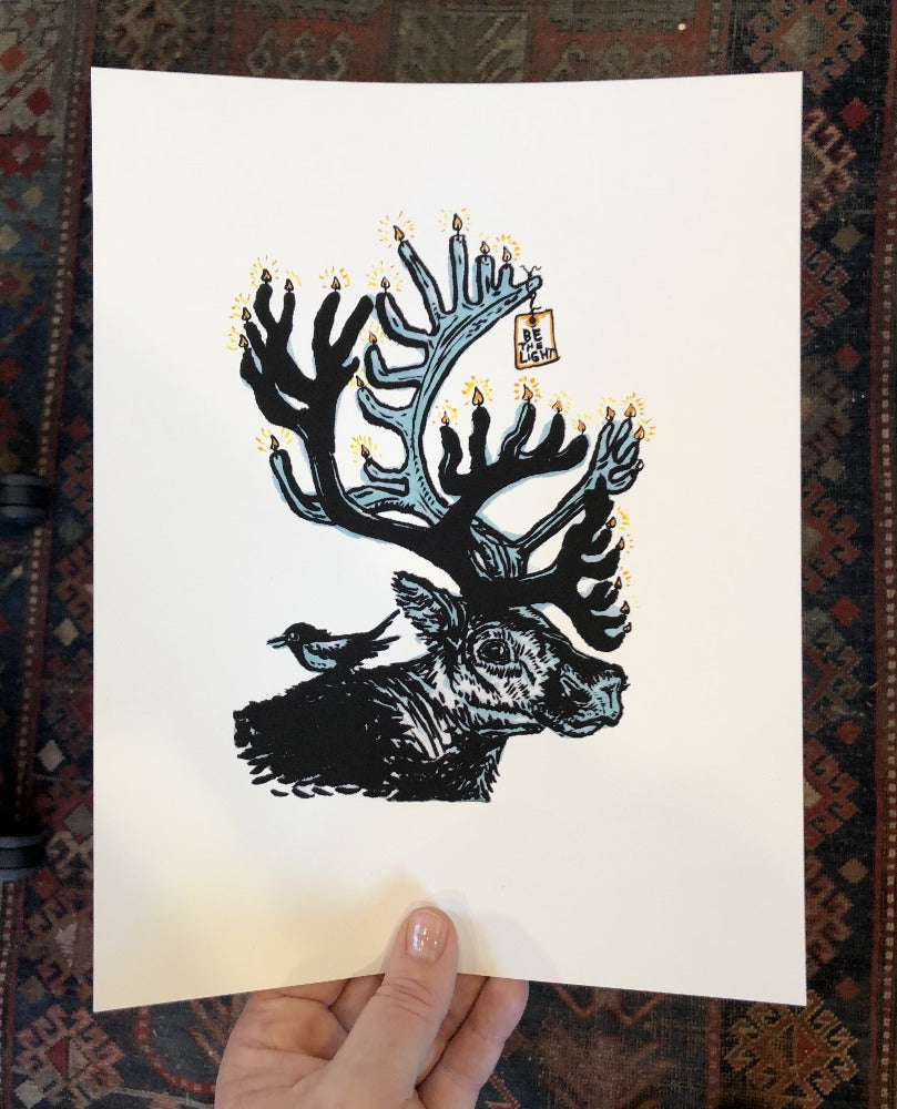Elk and Magpie Friends, an art print by Moth Sprout - INPRNT