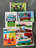 Each of the 6 greeting cards in the Island Life series.