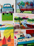 Close-up of the Island Life greeting cards set.