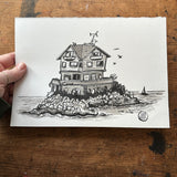 Sea House ink drawing