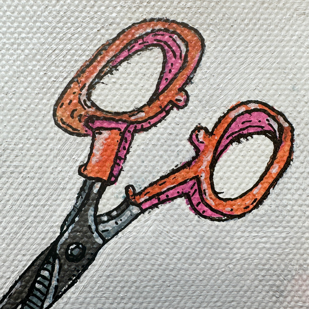Tiny scissors canvas painting – Slow Loris