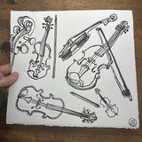 Stringed instruments ink drawing