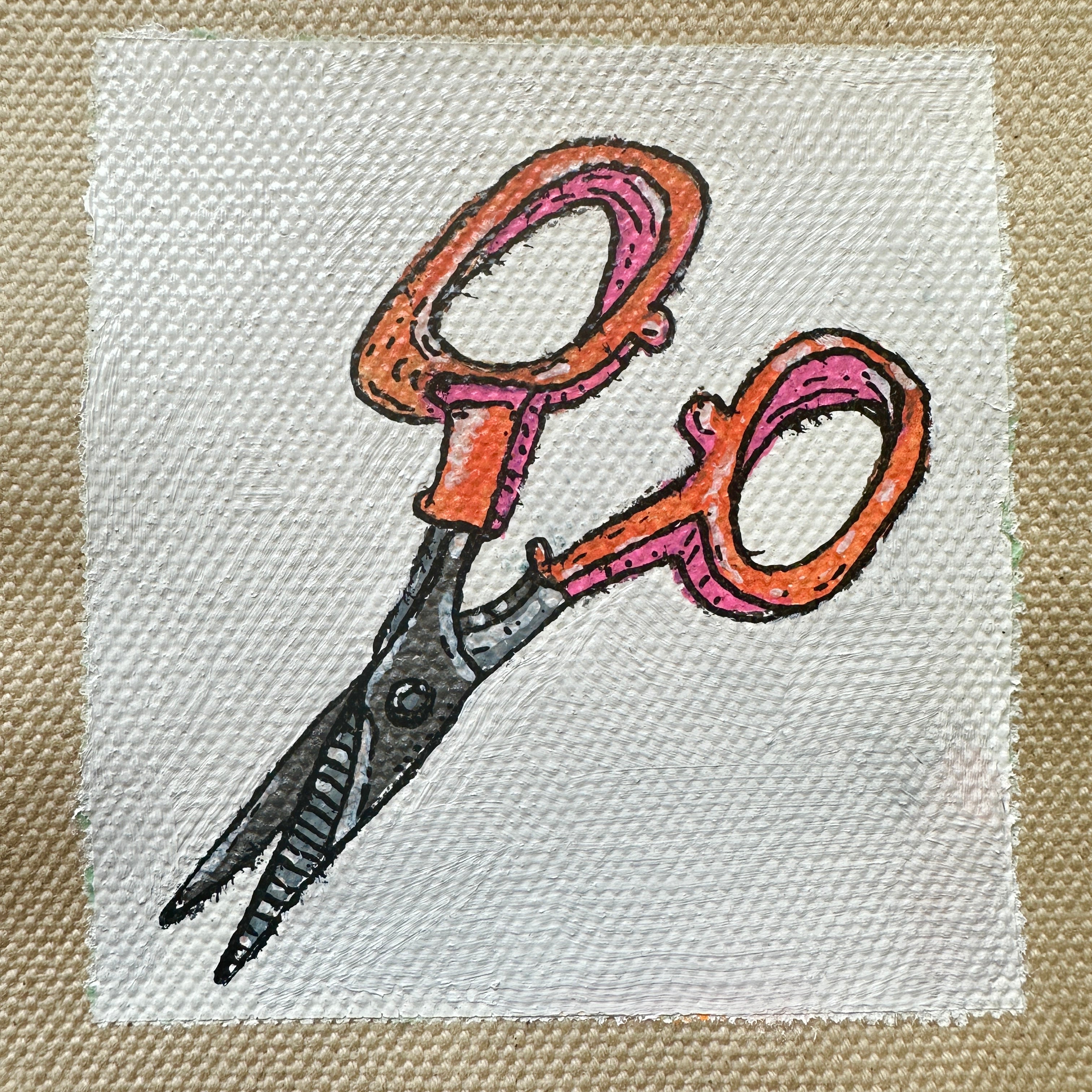 Tiny scissors canvas painting – Slow Loris
