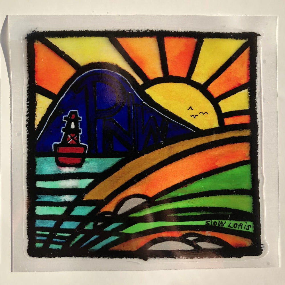 PNW Islands Stained Glass Decal