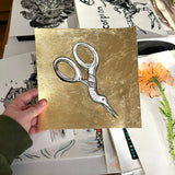 Scissors Ink and gold leaf drawing