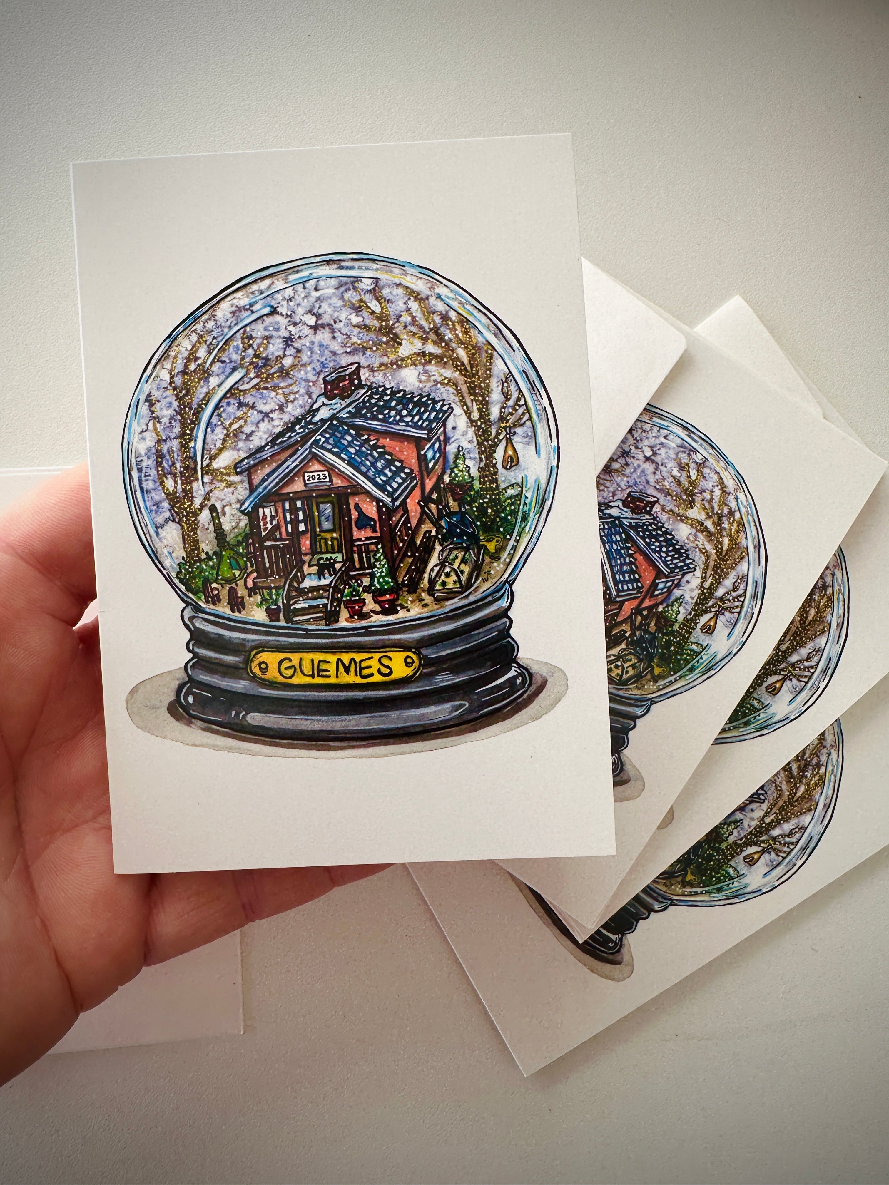 Snow Globe Greeting Cards- 4 Assorted Cards