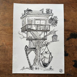 Treehouse ink drawing