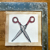 Red scissors canvas painting