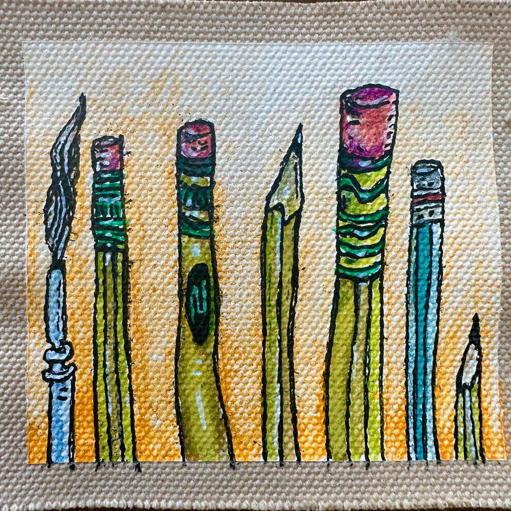 Pencils canvas painting